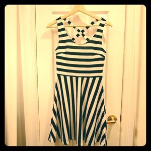 H&M Navy/White Striped Dress XS